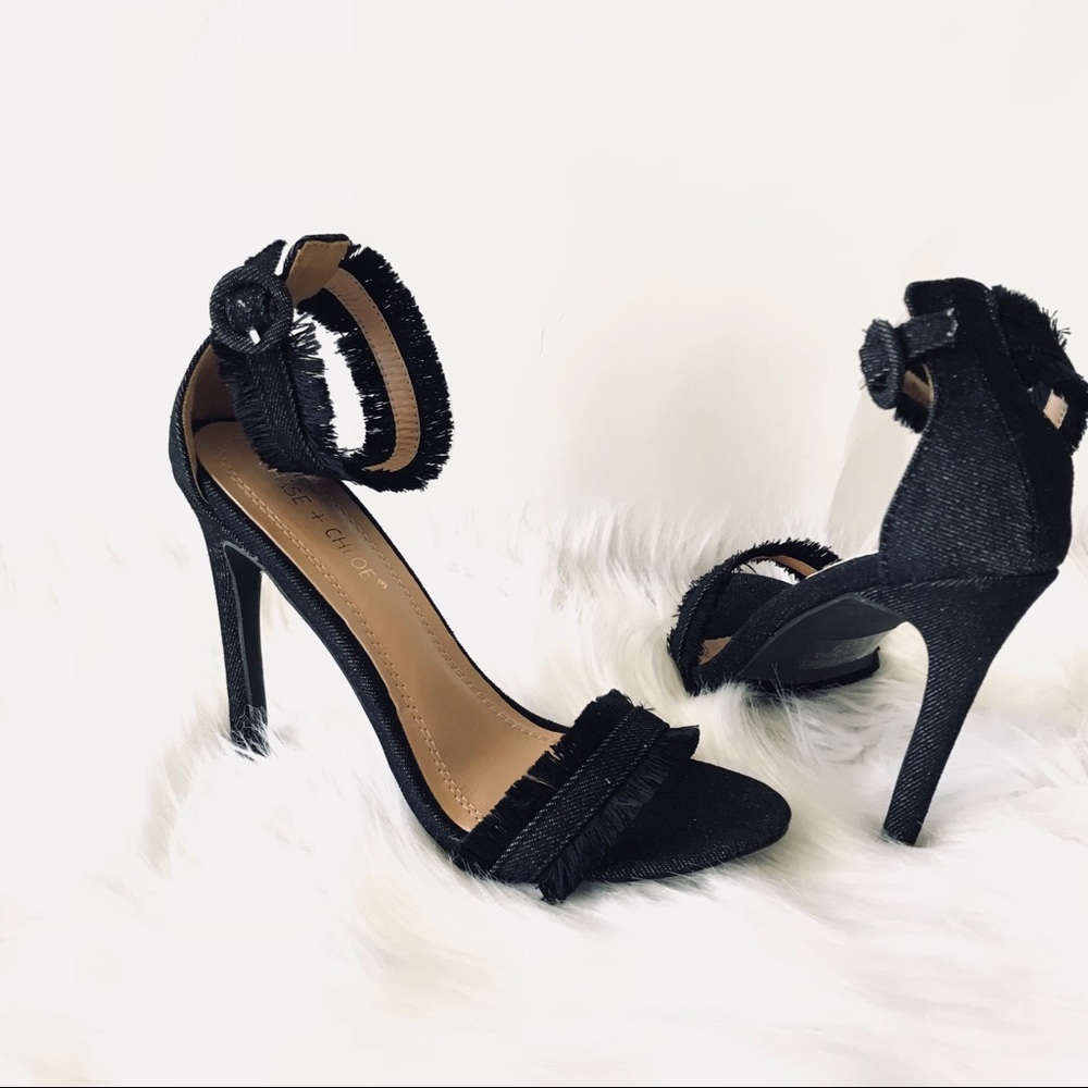 gianna blk denim frayed stiletto heel - Picture 7 of 8